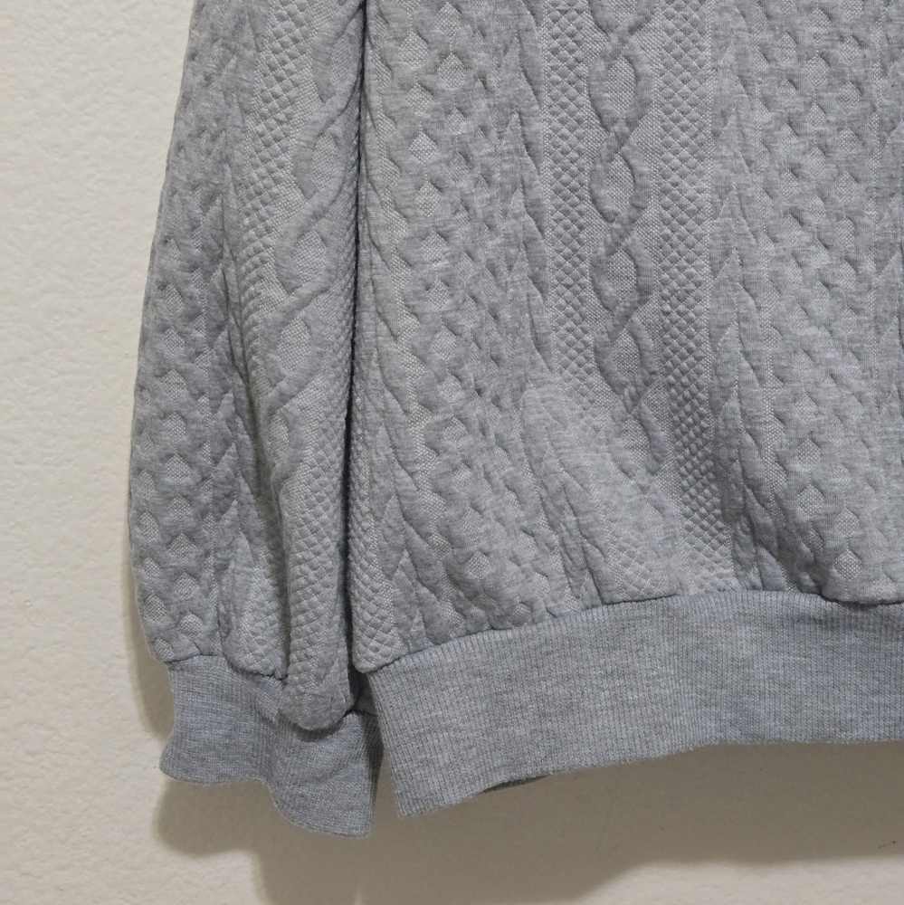 Cozy Gray Textured Zip-Up Sweater Bomber Jacket Size XXL - Picture 6 of 14